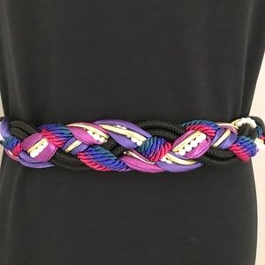 Vintage Funky 90's Black Purple Pearl Braided Belt
